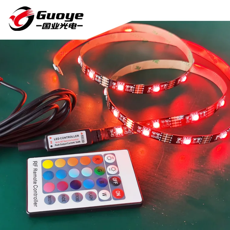  Оптовая продажа Светодиодная лента для подсветки телевизора 7 2 Вт 5 В 5050 RGB 30 светодиодов/м 1 метр USB RF ИК 24 клавиши контроллер кабель 0 м