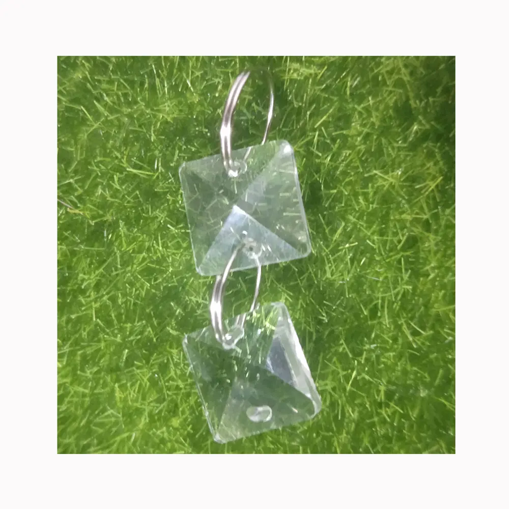 Clear Crystal Square Glass Bead Round Ring Beaded Garland For Chandelier Decoration