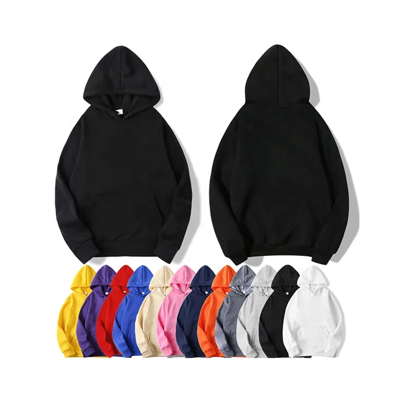 Wholesale Cheap White Black Plain Hooded Sweatshirt Women Men Blank Basic Pullover Hoodies In Bulk