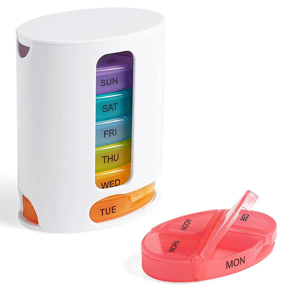 Large Capacity 28 Compartments Weekly Pill Box 7 Days Medicine Boxes Pill Organizer