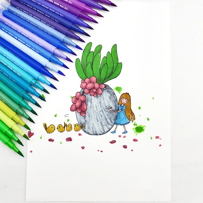 
72 Coloring Dual Felt Tip Art Markers for Adult Kids Coloring Books Calligraphy Watercolor Brush Pens 