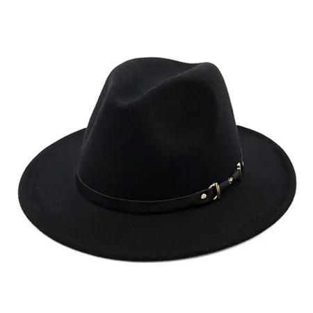 Winter Fashion Wool  Hat For Women Chapeau Black Hats For Men simple Wide Brim Autumn Female Fashion