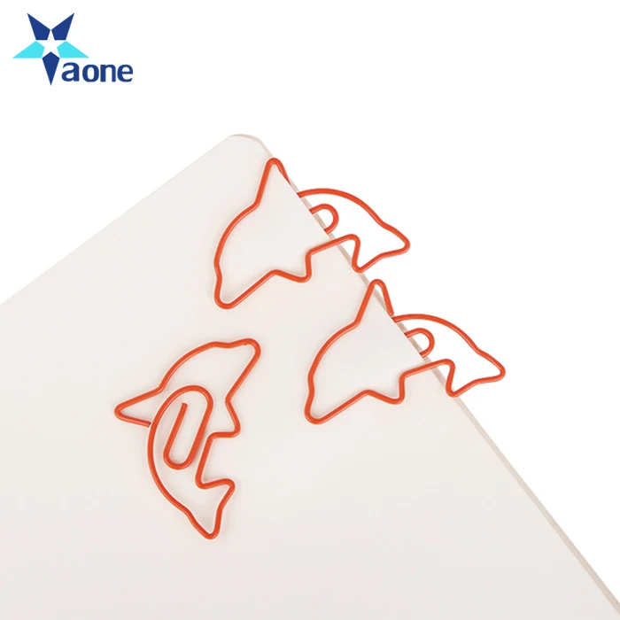 Creative Shiny Blue Dolphin Paper Clip Bookmark Paper Clip Office Accessories Metal Paper Clip