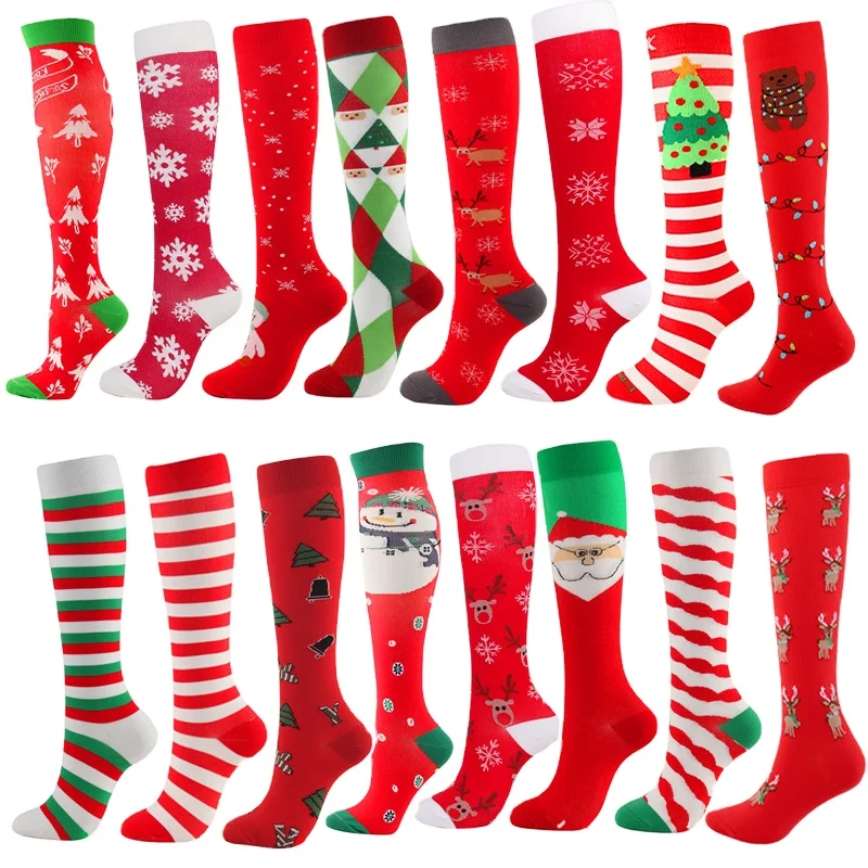 Christmas socks New Red Socks Christmas Pressure  Santa Claus  Set Sports Stovepipe Socks