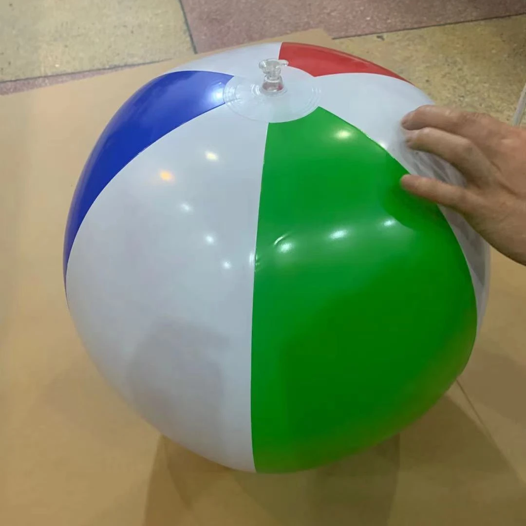 Товары высокого спроса, пластиковый Красочный Блестящий надувной пляжный шар с картонной печатью, водные игрушки, надувной пляжный мяч из ПВХ, игрушка