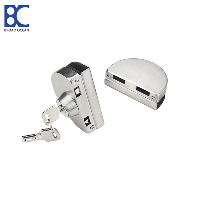 Коммерческий Бескаркасный стеклянный раздвижной замок для главной стеклянной двери из нержавеющей стали с