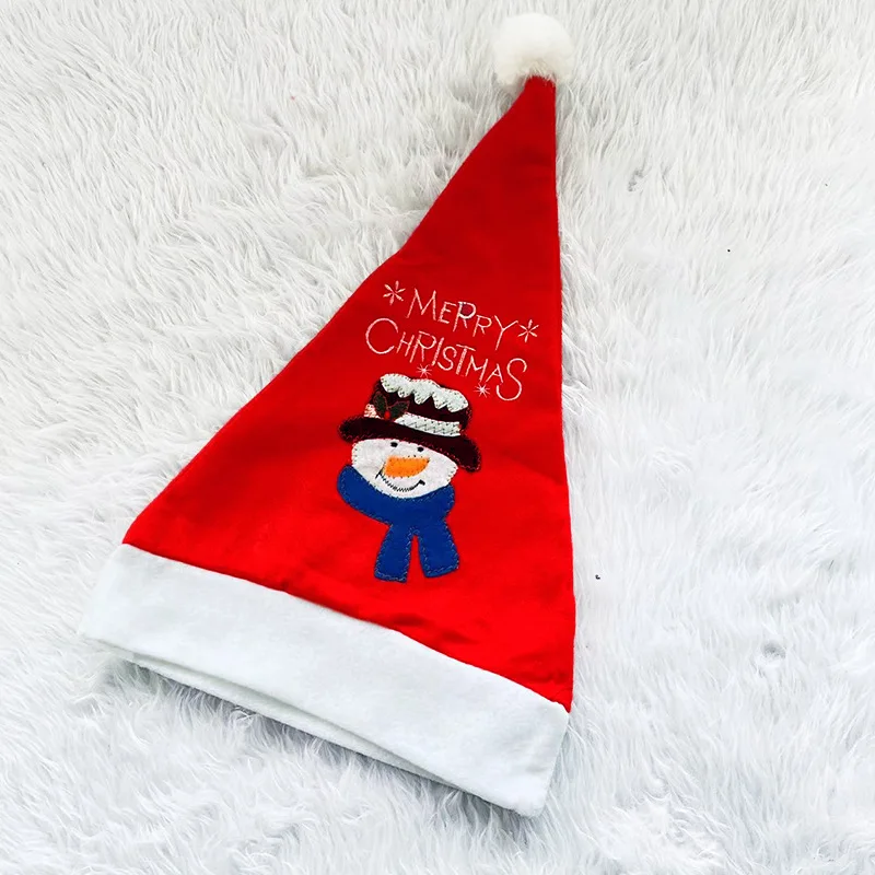 Factory Direct Santa Claus Plush Christmas Hat Decoration Xmas Party Supplies Traditional Red Christmas Hat