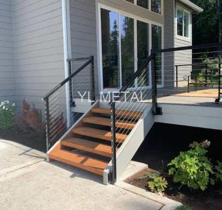 YL High Quality Balustrade Top Mounted Outdoor Balcony Handrail Deck Fence Terrace Wire Rope Post Cable Railing