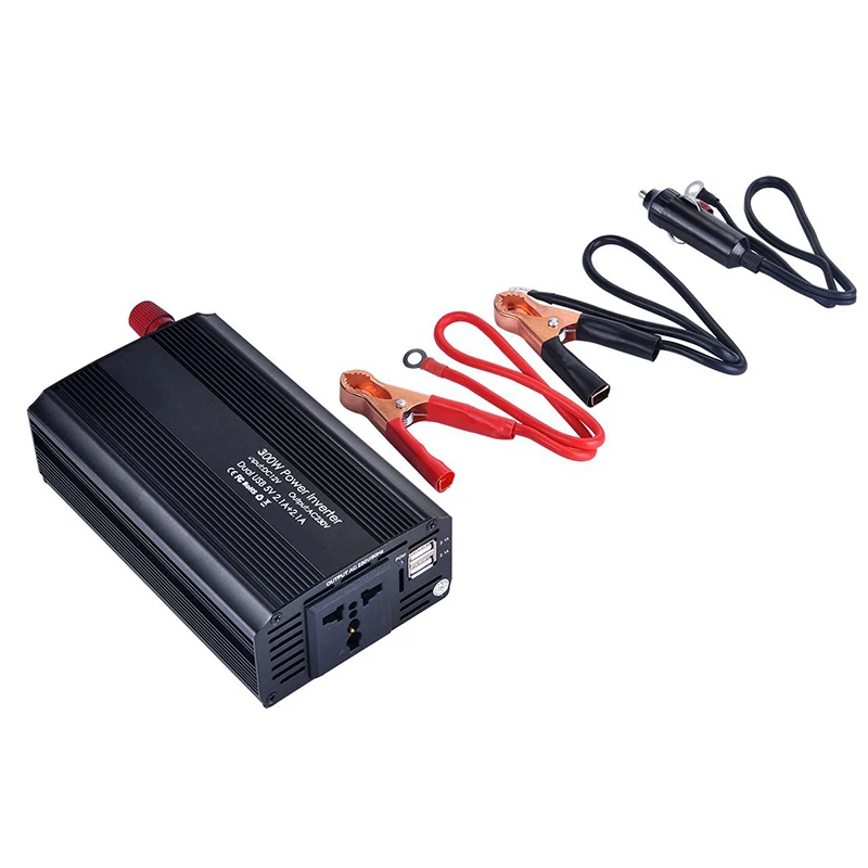 
Power Inverter 300W DC 12V to 110V AC Converter with 4.2A Dual USB Car Charger 
