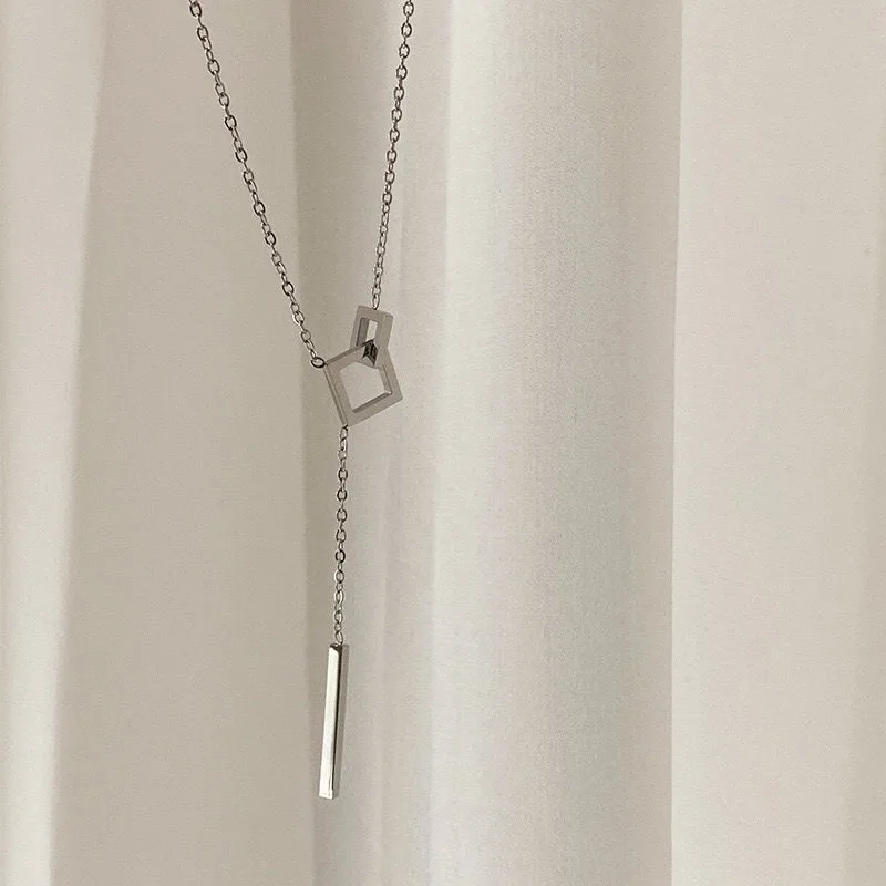 Stainless Steel Jewelry Necklace Geometric Stainless Steel Necklace Square Buckle Stainless Steel Necklace For Women Men