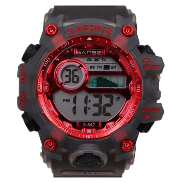 China Manufacturer Sanse Transparent S-647T Multifunctional Digital Sport Watch for Women /children