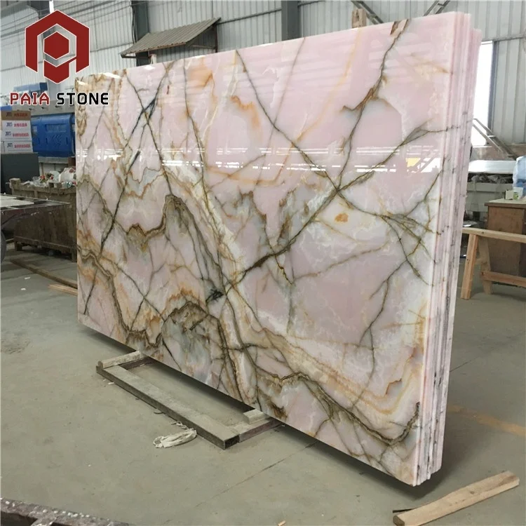 Interior Decoration Factory Direct Sale Pink Onyx Marble Stone Slab Bathroom Tile