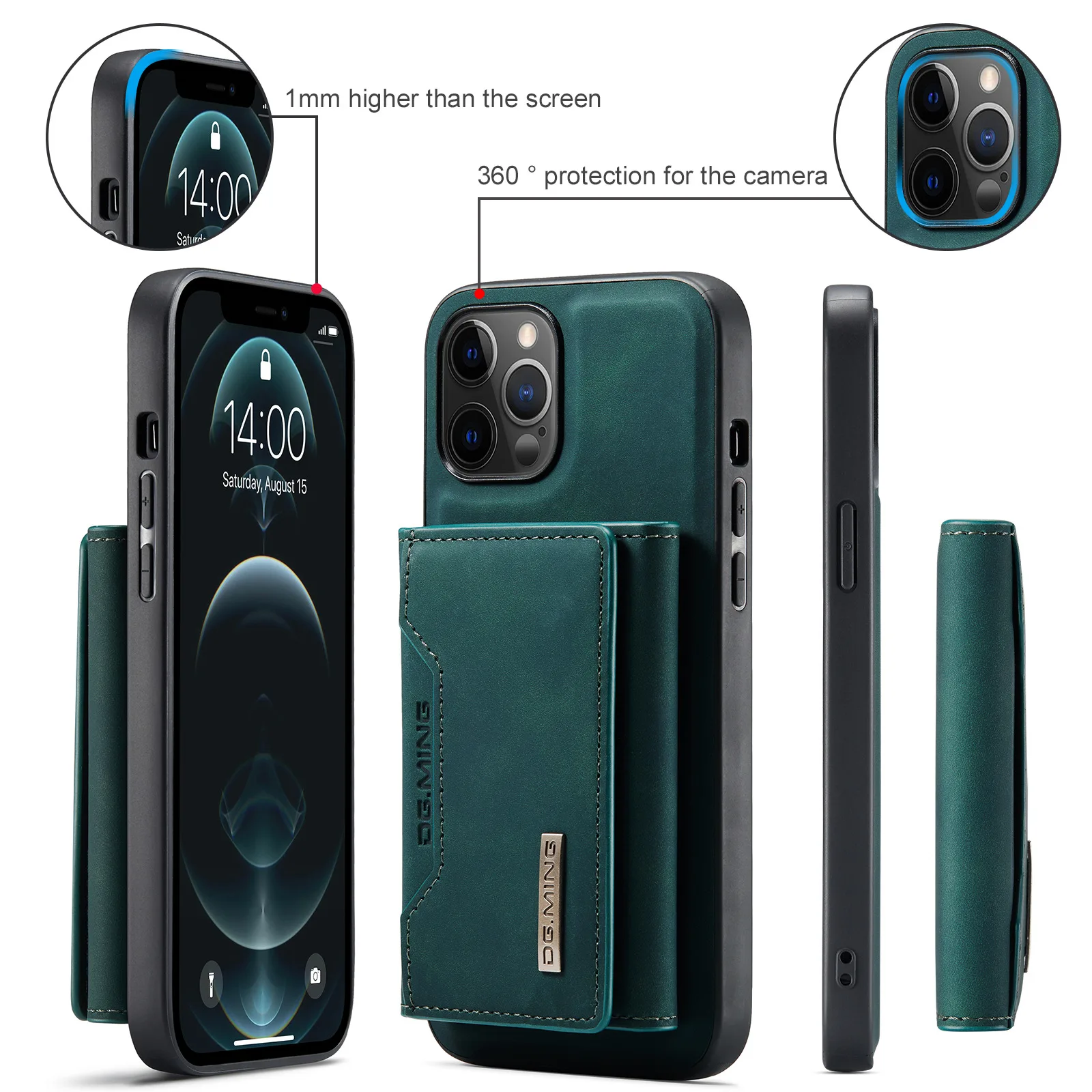 For iPhone 14 Pro Max Luxury Leather Cover Zipper Magnetic For Samsung Wallet Card Mobile Phone Cases