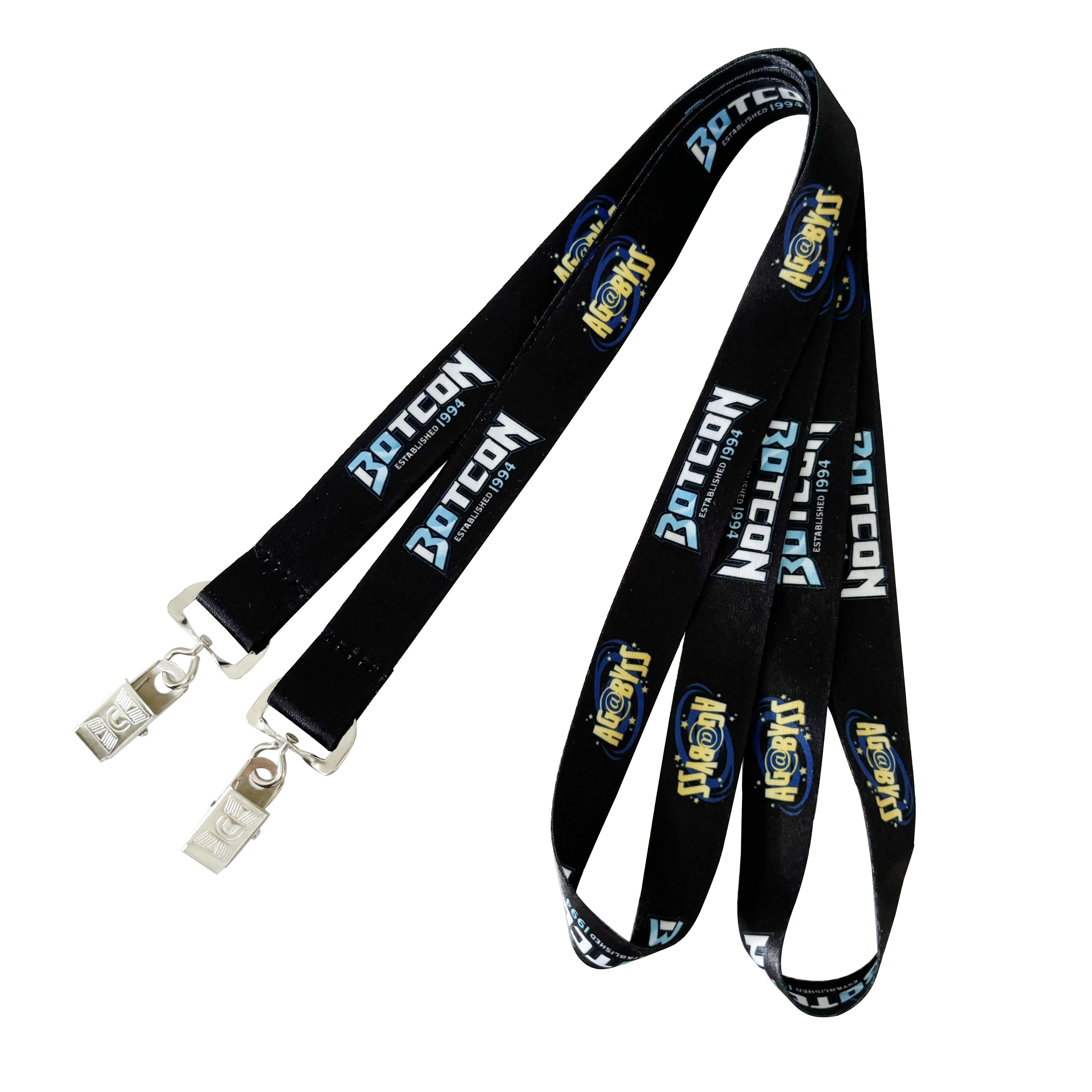 Заводской бесплатный образец пользовательских печатных шнурков атласный полиэстер на заказ шейный ремешок для удостоверения личности