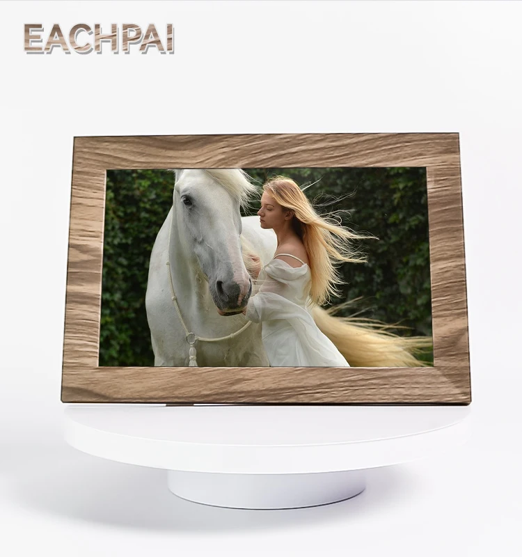 10 .1 дюймов HD 1280*800 Android WiFi Built-in16GB/32 ГБ деревянная цифровая фото и видео рамка через бесплатное приложение Frameo