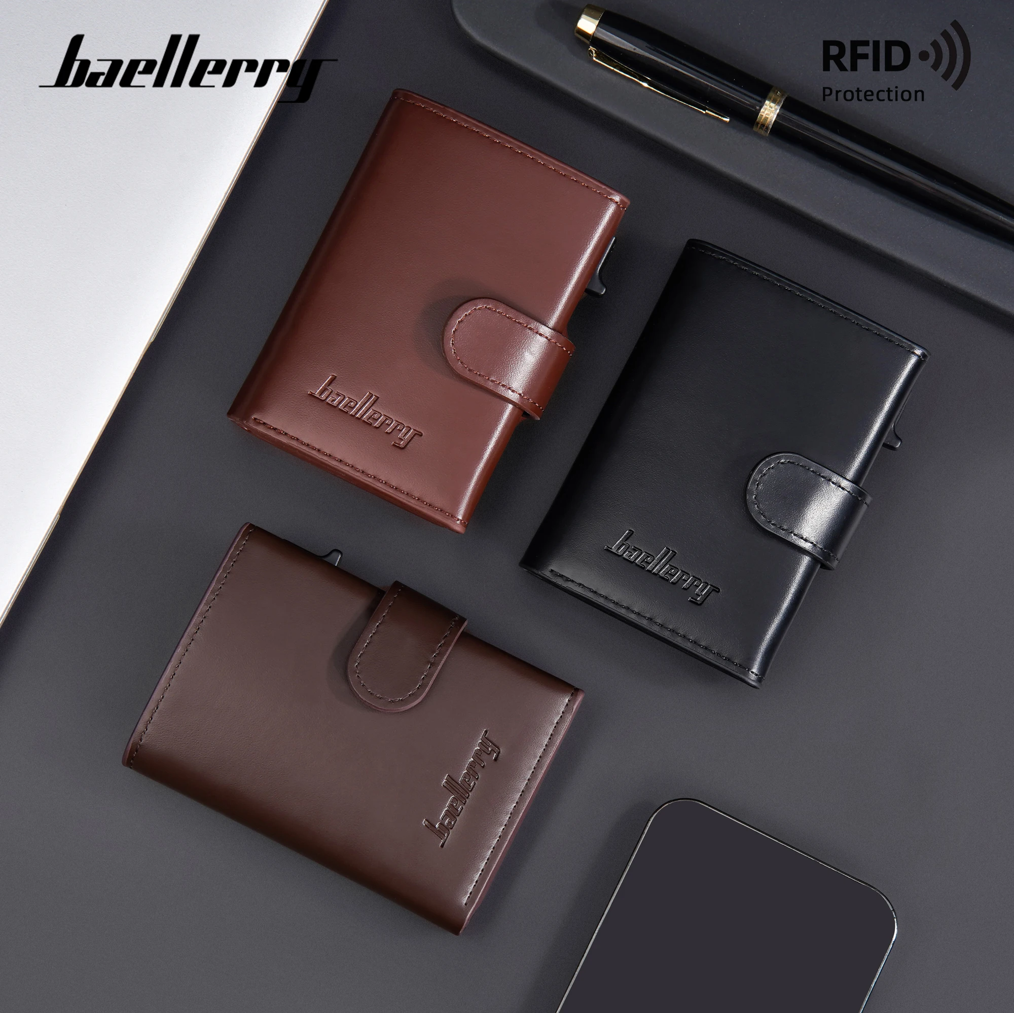 Baellerry новинка мужской держатель для карт Мужская алюминиевая коробка с боковым нажатием автоматическая Противоугонная передовая подставка