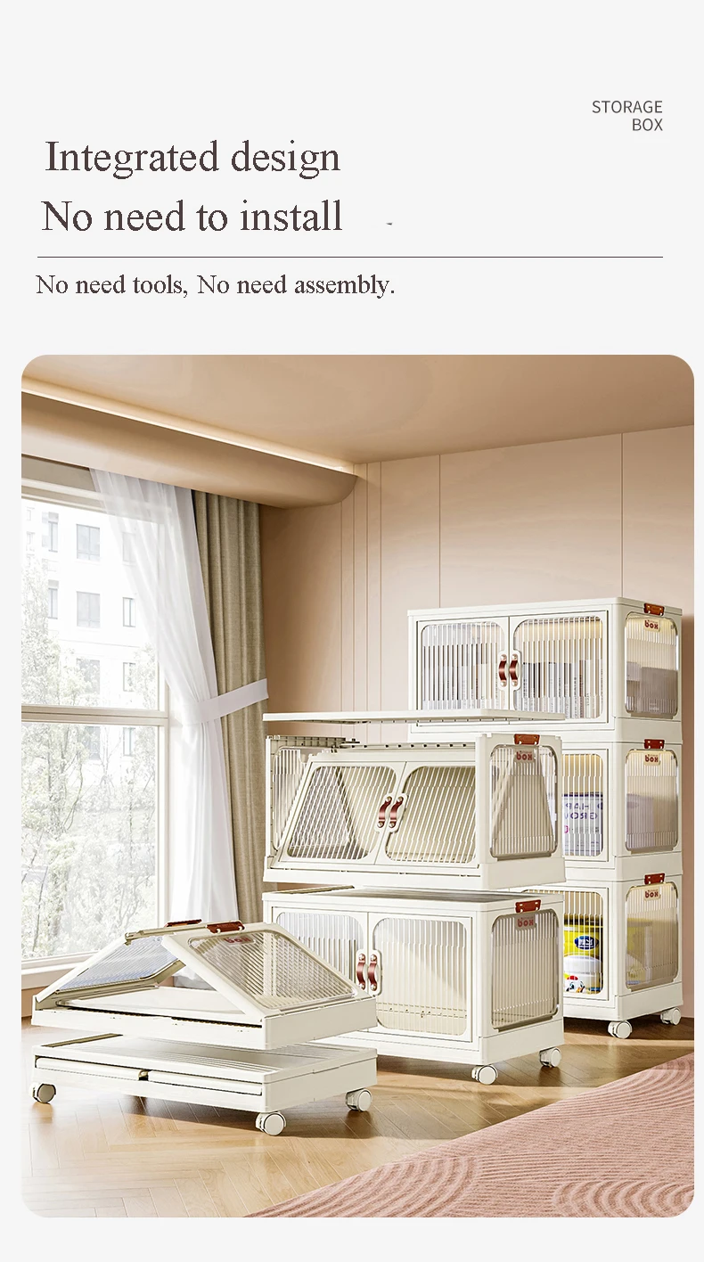 Wholesale price 56cm width plastic container storage box collapsible plastic storage box foldable stackable storage box