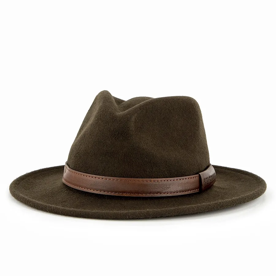 Luxury Leather Band Wide Brim Jazz Women Fedora Hats Autumn Winter Men Wool Felt Hat