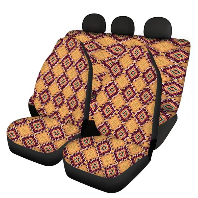 
3D Car Seat Covers Polyester Fabrics Fashionable Aztec Southwest Native American Printed Luxury Car Full Seat Cover Set 