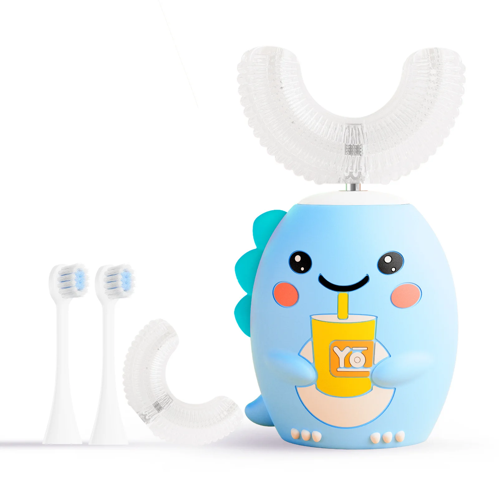 Умная Милая мультяшная Мягкая силиконовая USB перезаряжаемая звуковая U-образная умная Детская электрическая зубная щетка для детей