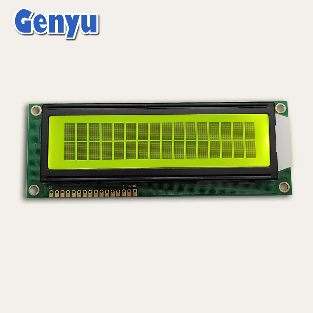 Genyu Big Size 16x2 lcd display module STN Yellow Green Positive lcd 1602 Character Displays with Backlight