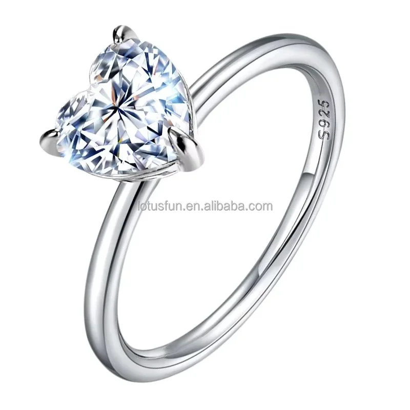 wholesale Lab GRA certified Moissanite engagement diamond heart cut ring 925 Sterling Silver 18k gold Women Wedding Fine Jewelry