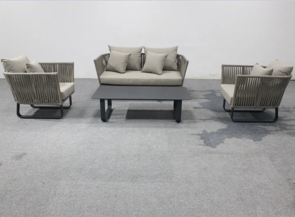 Rope woven outdoor leisure lounge sofa set garden furniture