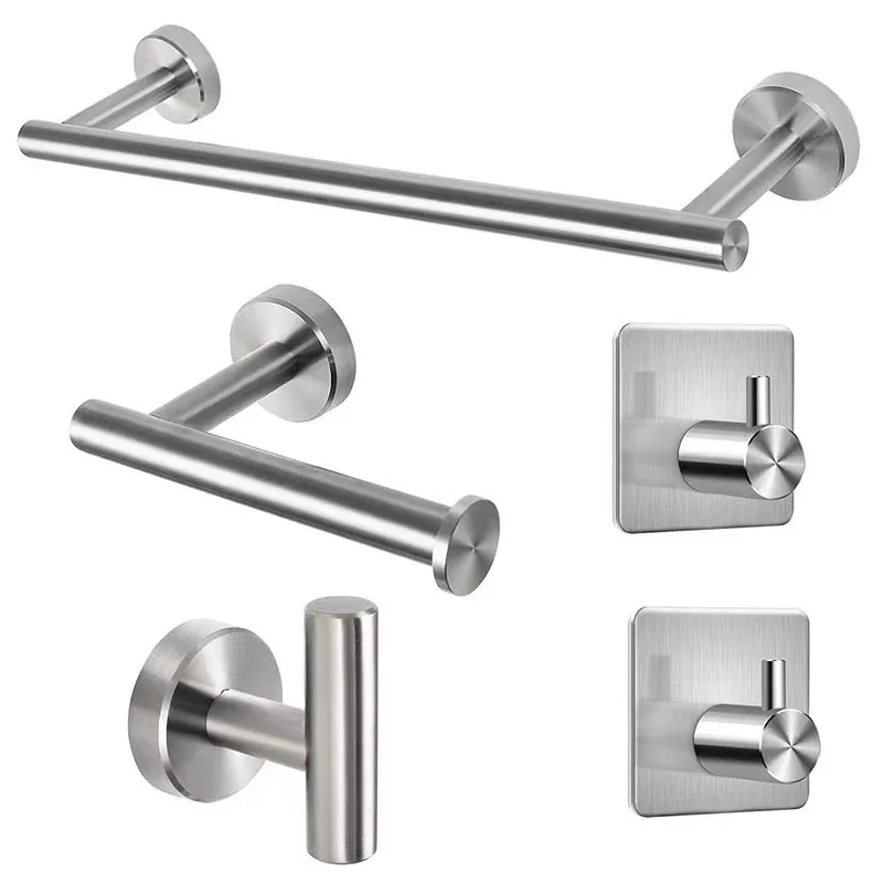 5 Piece round Design Towel bar set Matt Black chrome Modern Bathroom Accessories Hardware Set Bathroom Accessories Set