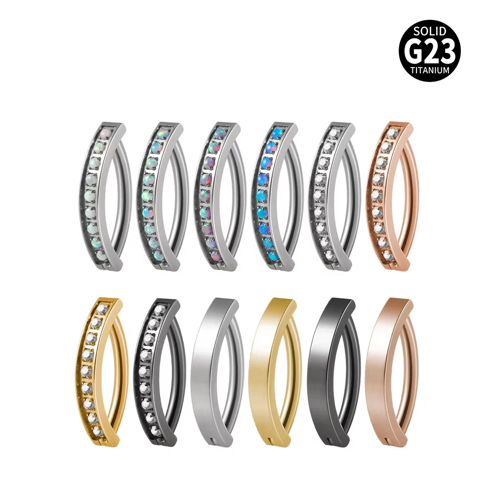 Gaby ASTM-F136 Titanium Belly Rings PVD Fashion Body Piercing Jewelry Opal G23 Belly Button Clicker Ring Wholesale Body Jewelry