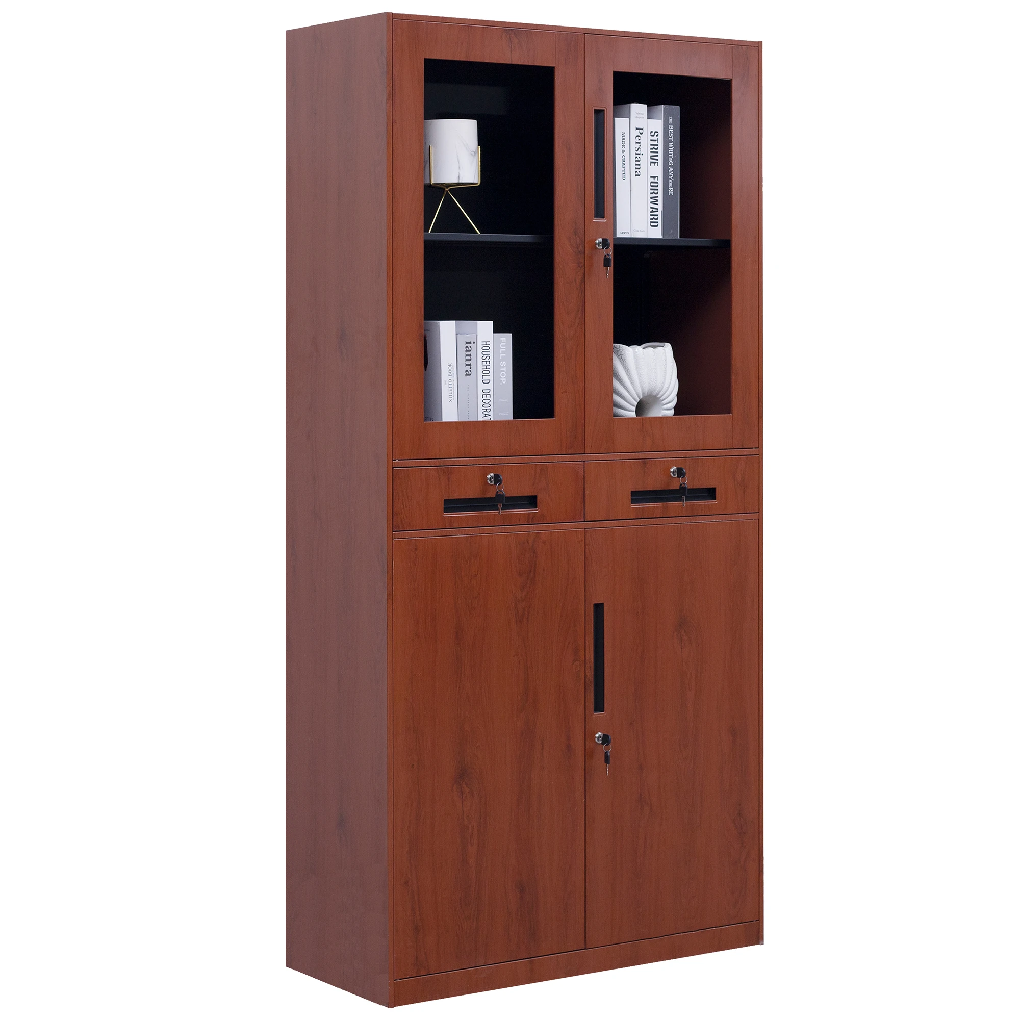 Commercial Office Furniture Steel Office 2 Swing Glass Door Metal File Filing Storage Cabinet