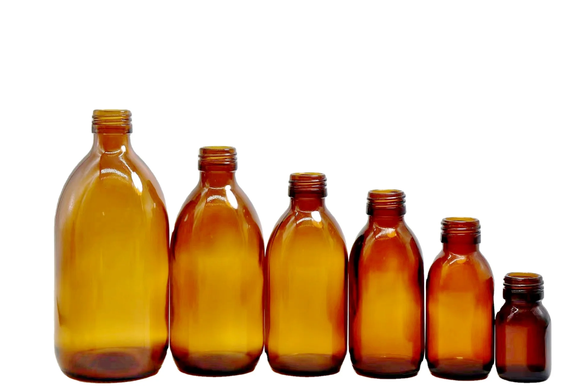 Hot sale 30ml 60ml 100ml 125ml 150ml 200ml 250ml 300ml 500ml Amber syrup glass bottle with plastic cap