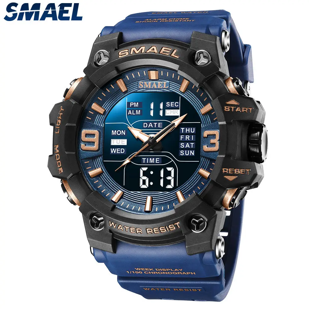 Dual Time Digital Watch for Men Smartwatch Fashion Sport Watches Waterproof Chronograph Electronic Wristwatch Auto Date 8049