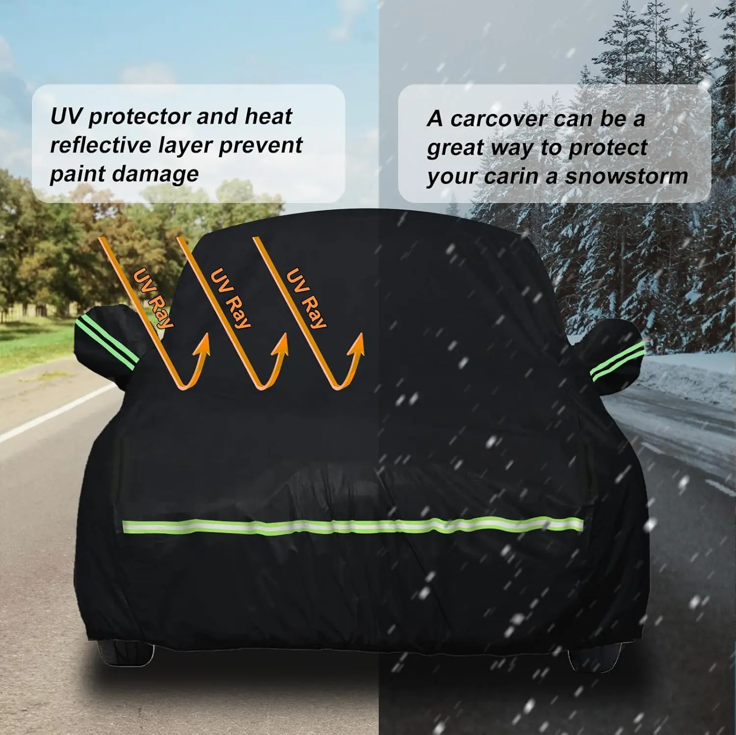 Custom Size Car Cover Waterproof All Weather Fit for Sedan SUV Hail Protection Cotton Backing UV Protection Windproof