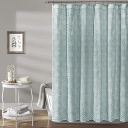 Washable printed fabric polyester CLIPPED shower curtain