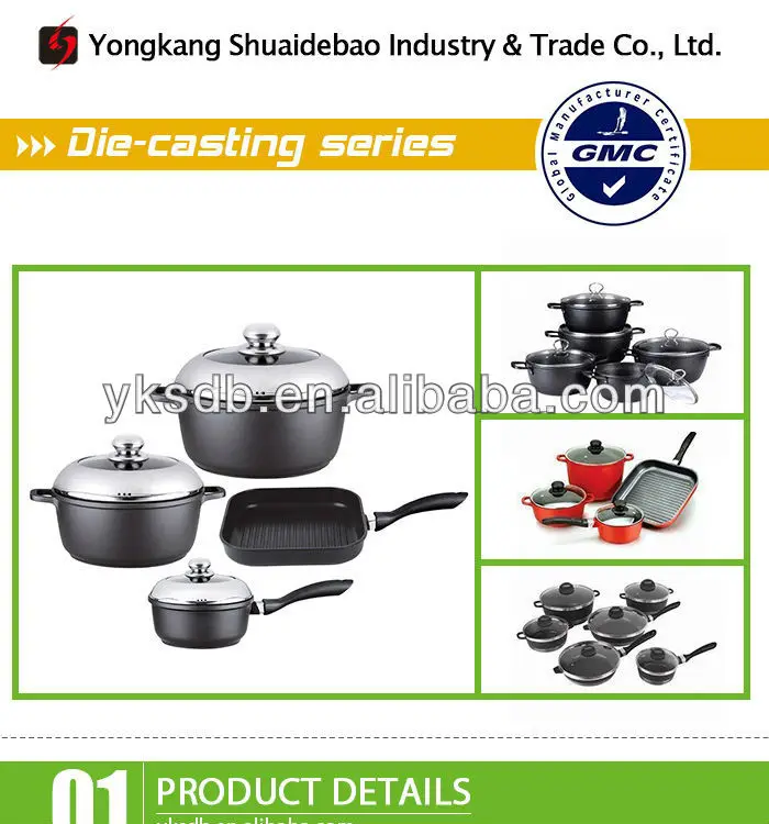 Popular Selling Die Casting Aluminum Kitchen Cookware with Marble Coating Non Stick Die-Cast Aluminum Pot Set for Cooking
