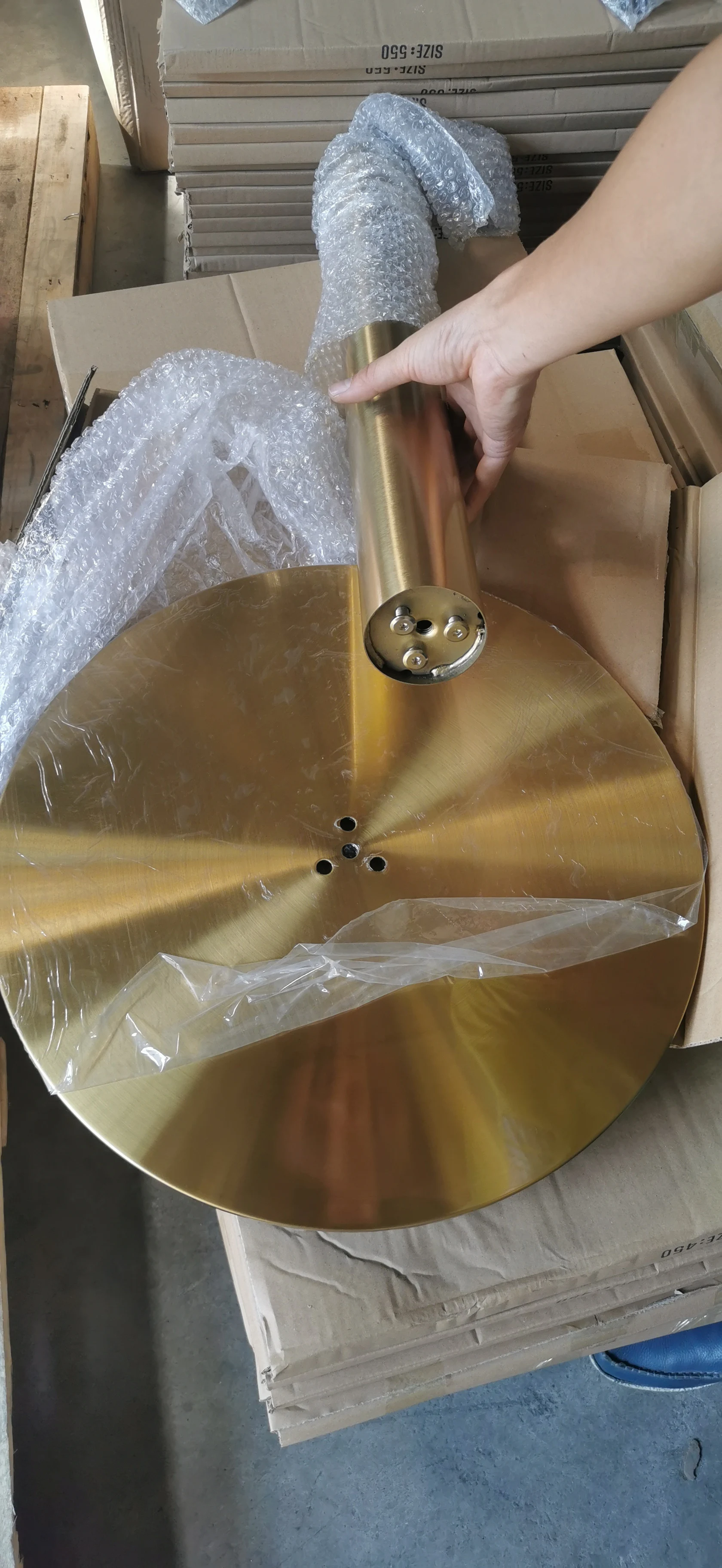 Brushed Stainless steel gold brass table base