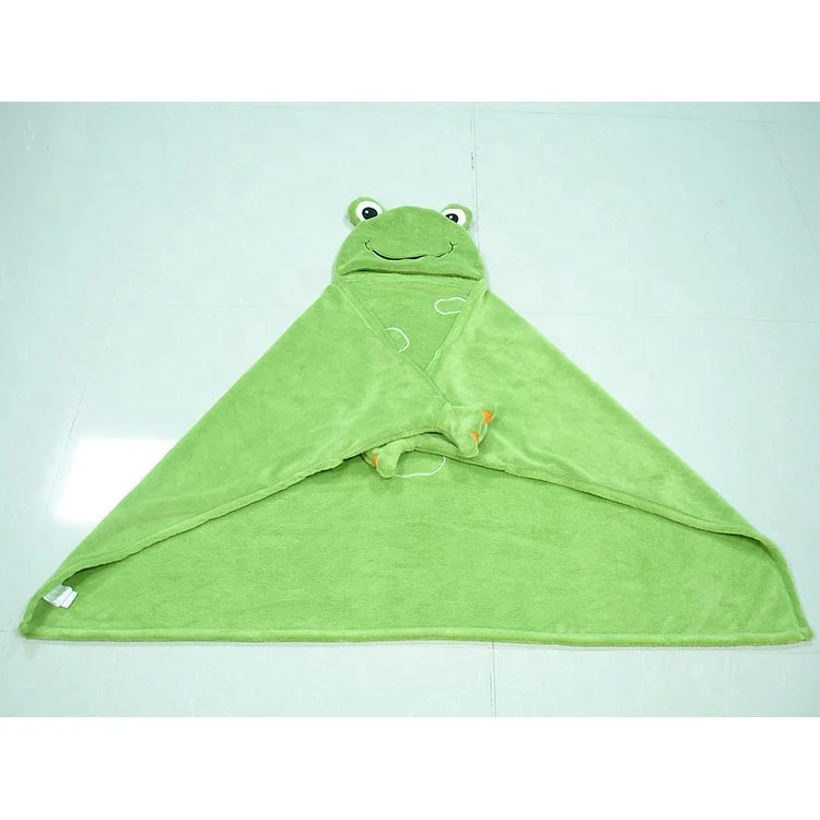 Cute Comforter Soft Animal Bear Rabbit Dog Frog Hooded Baby Blanket with Plush Toy