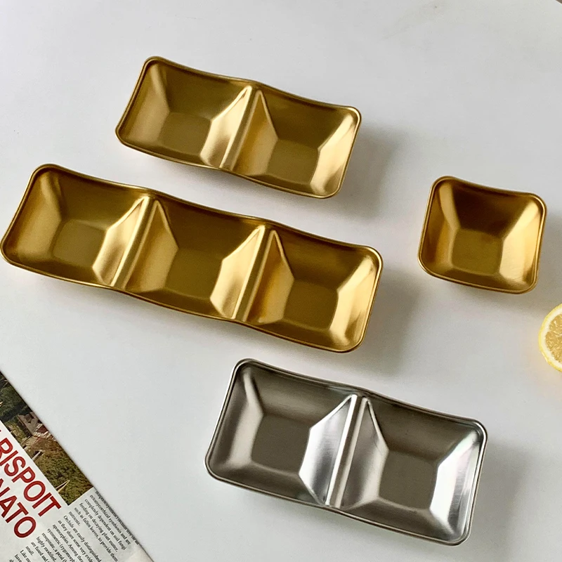 Easy Clean Silver Gold 304 Stainless Steel Dipping Bowl Suitable Hot Pot BBQ Sushi Vinegar Soy Sauce Dish