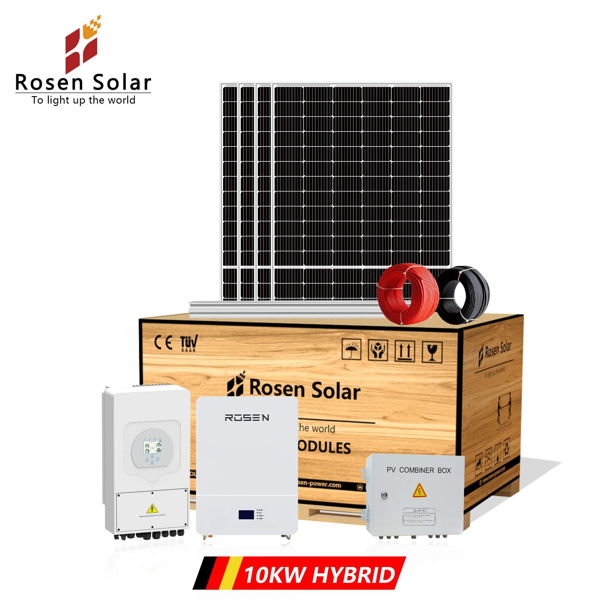 Complete 10KW Home Lithium Battery Solar System 10KW 12KW 15KW Solar Energy 10000W Hybrid Solar Panel