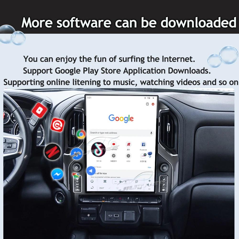 15.6 inch Qualcomm Android 13 Car Radio for Chevrolet Silverado GMC Sierra 2019-2023 Modified Multimedia Player YouTube carplay