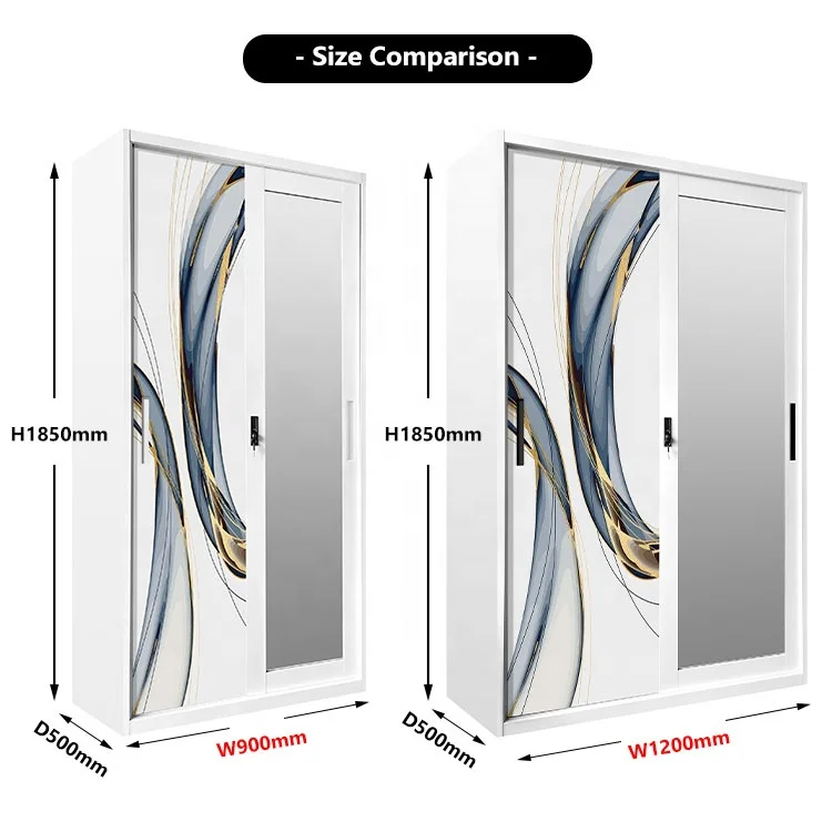 Metal wholesale printed closet iron detachable storage clothes cabinet bedroom 2 door metal almirah modern design wardrobe