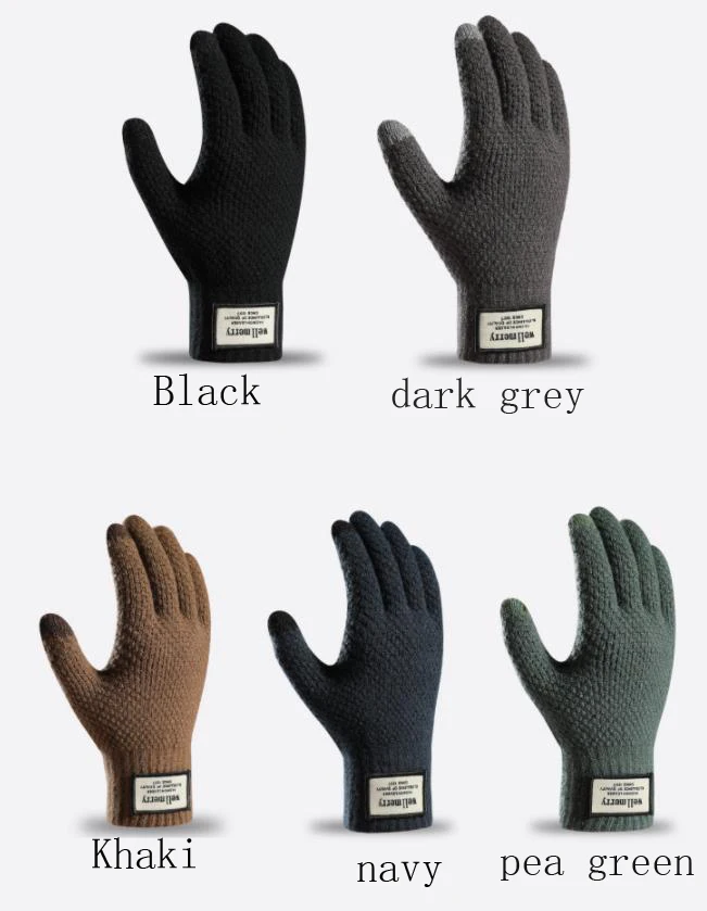 Новинка 2022 простые вязаные мужские плотные жаккардовые теплые перчатки из искусственного кашемира с бархатной