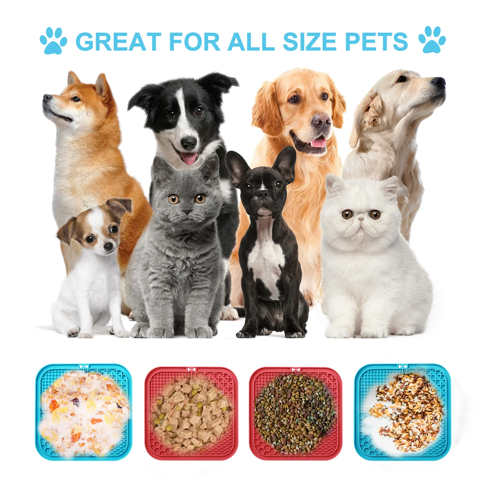 Custom Dog Lick Mat Silicone Lick Pad Anxiety Relief Slow Feeder Dog Bowls with Suction Cups