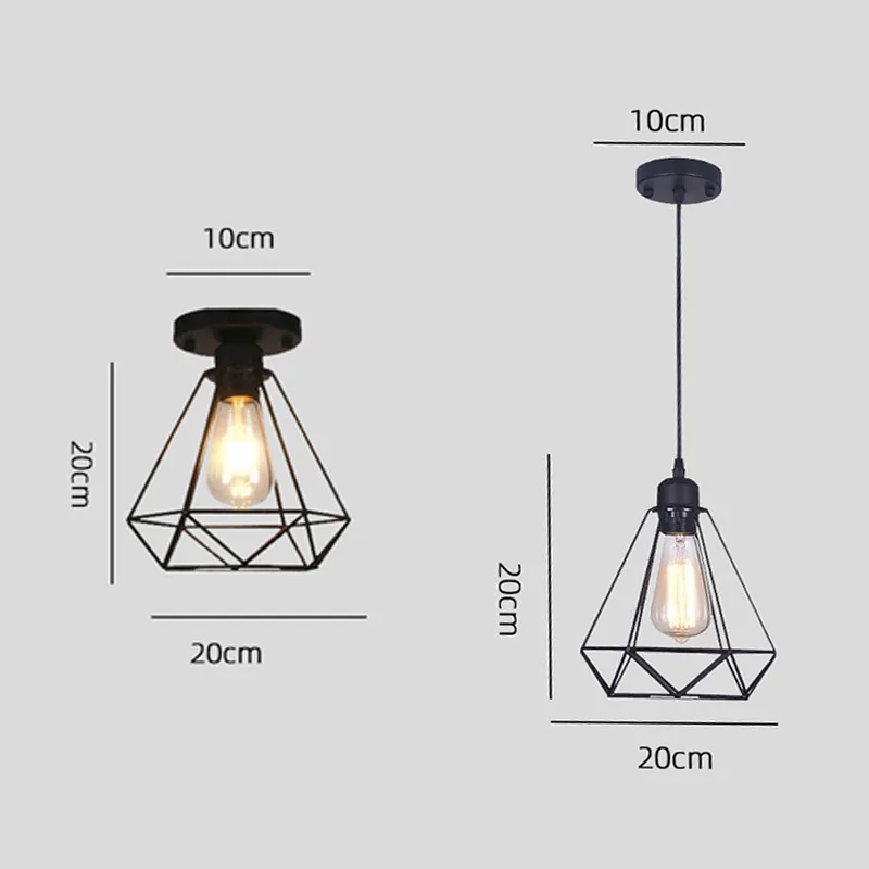 American Style Retro modern minimalist black metal chandelier 110V 220V Iron Cage E27 Pendant lights