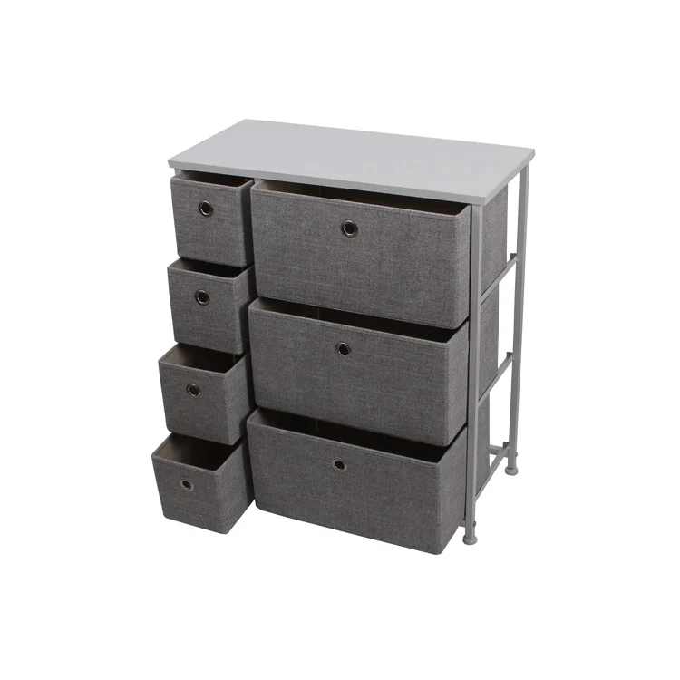 7 Drawer Chest Cabinet For Organize Clothes Easy Pull Wooden Top And Handles Adjustable Plastic Leg Fabric Dresser Drawers Chest