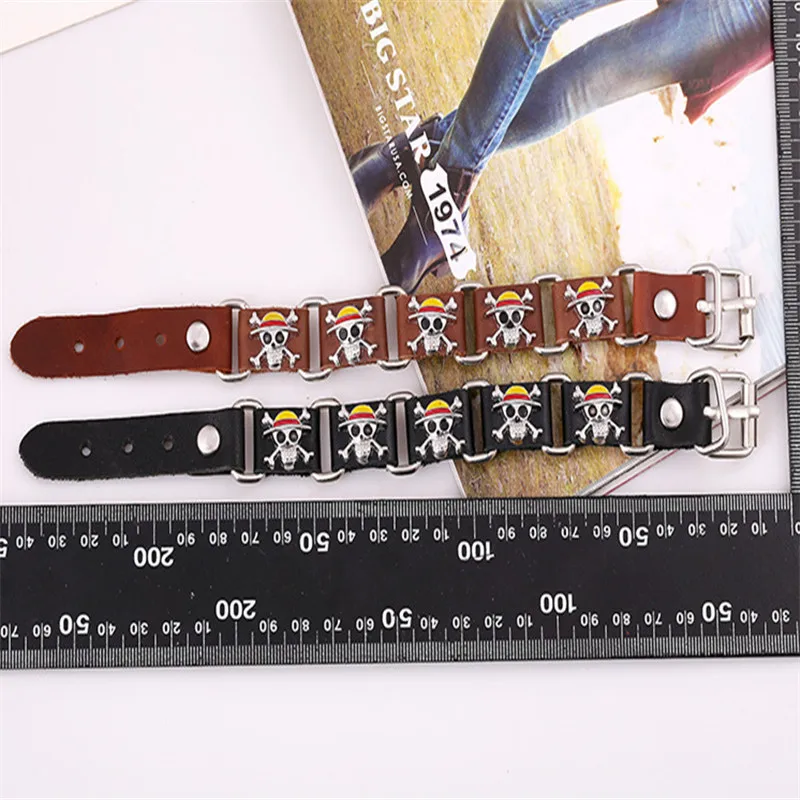 DUYIZHAO  Hip Hop  Bracelets  Pirate Skull  Leather Bracelet 15mm Punk Bracelet     for Men  Daily Wear Cool Accessory