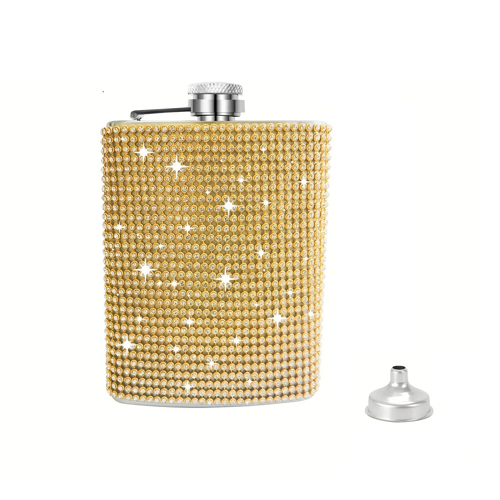 Luxury Shining Bling Rhinestone Hip Flask 6oz/8oz Diamond Crystal Whiskey Stainless Steel Mug Vacuum Insulated Beer Pot