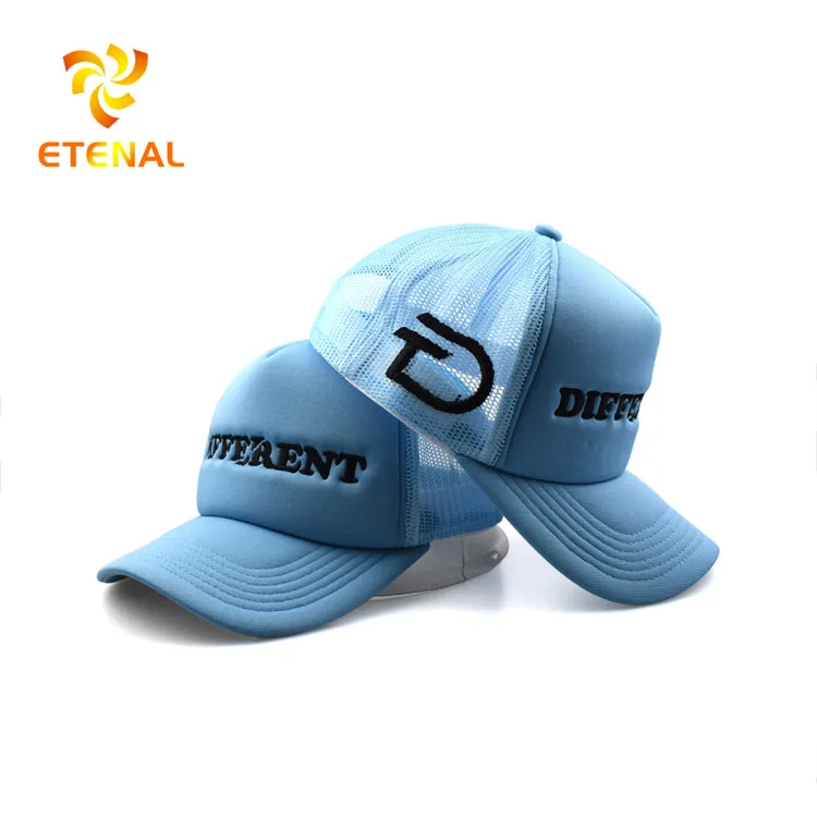 Manufacture Custom Adjustable Polyester Foam Trucker Hats Embroidered Unisex Breathable Mesh Cap