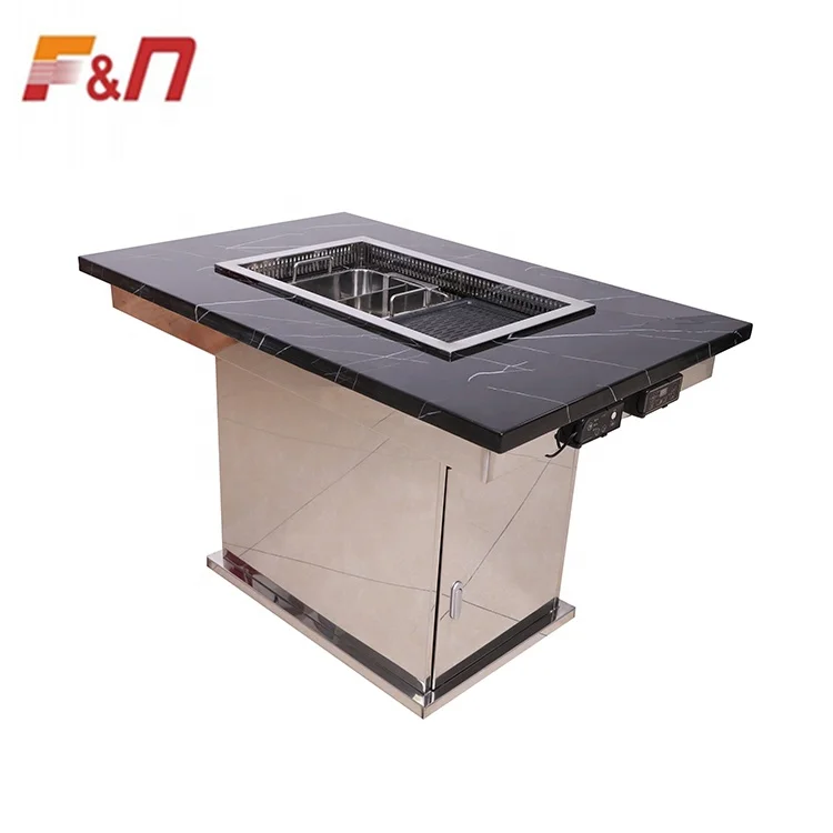 Hot Selling Custom Korean Bbq Grill Square Smokeless Restaurant Electric Hot Pot Table