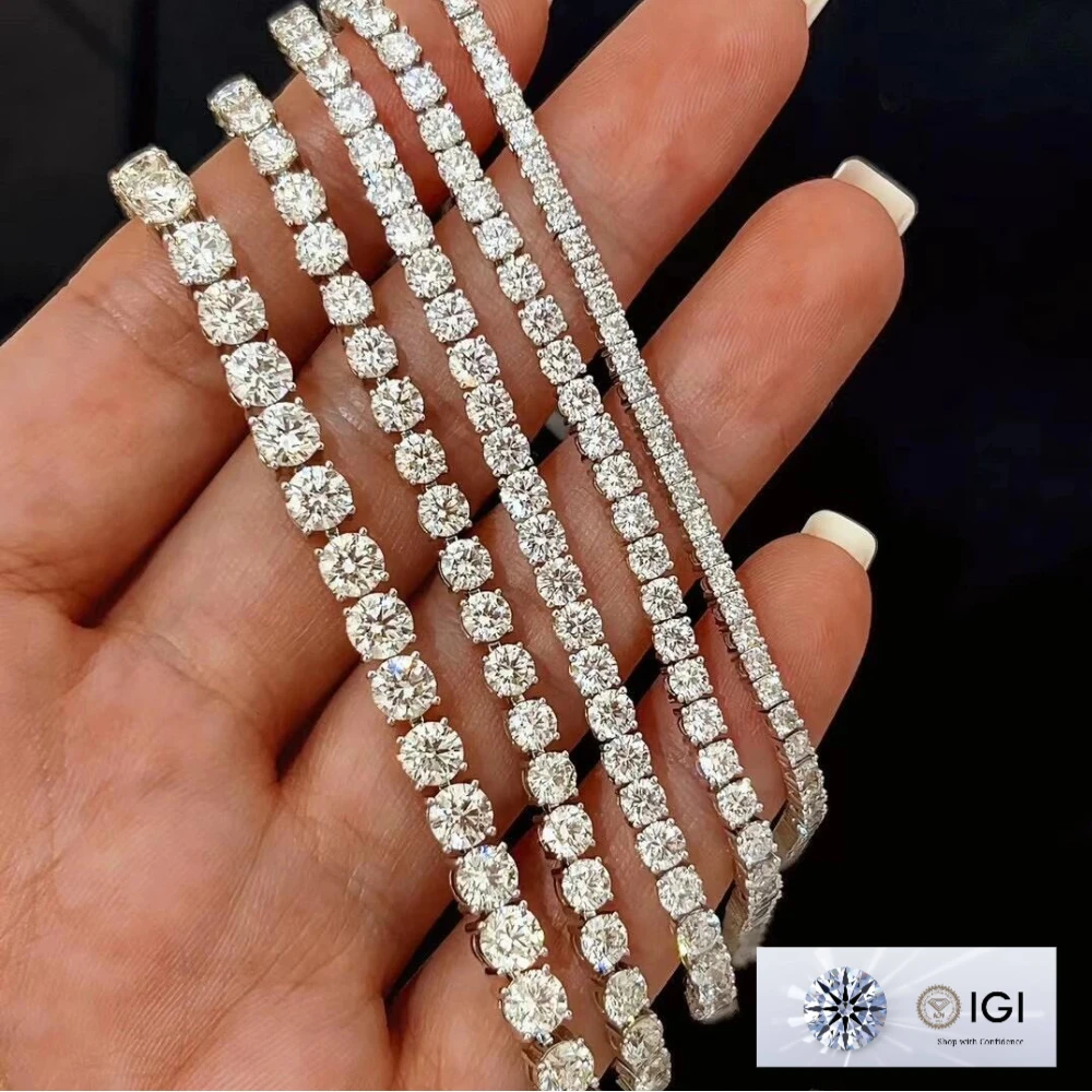 IGI  CVD Lab Grown diamond Pure Solid 18K VVS1 lab grown diamond GIA Certified Lab Grown Diamond Tennis Bracelet